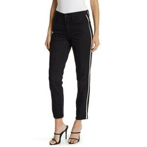 BlankNYC Rivington black ankle tapered leg high rise jeans side stripe new 27